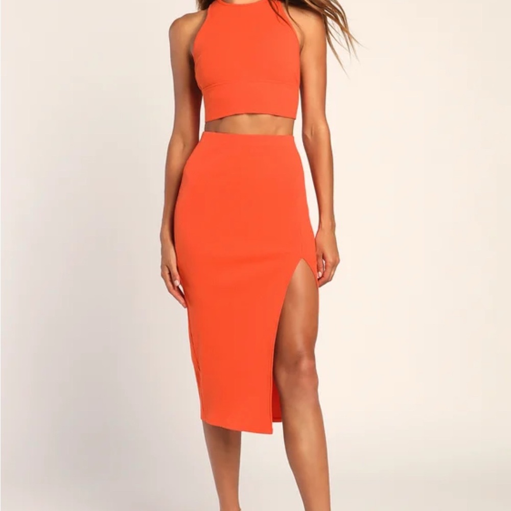 Lulu’s Coral Skirt and Halter Top Set, XS